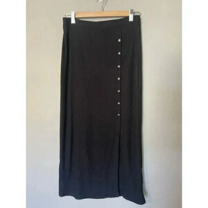 Truth By Republic Women's Black‎ Front Slit Maxi Skirt Buttons Size M Medium